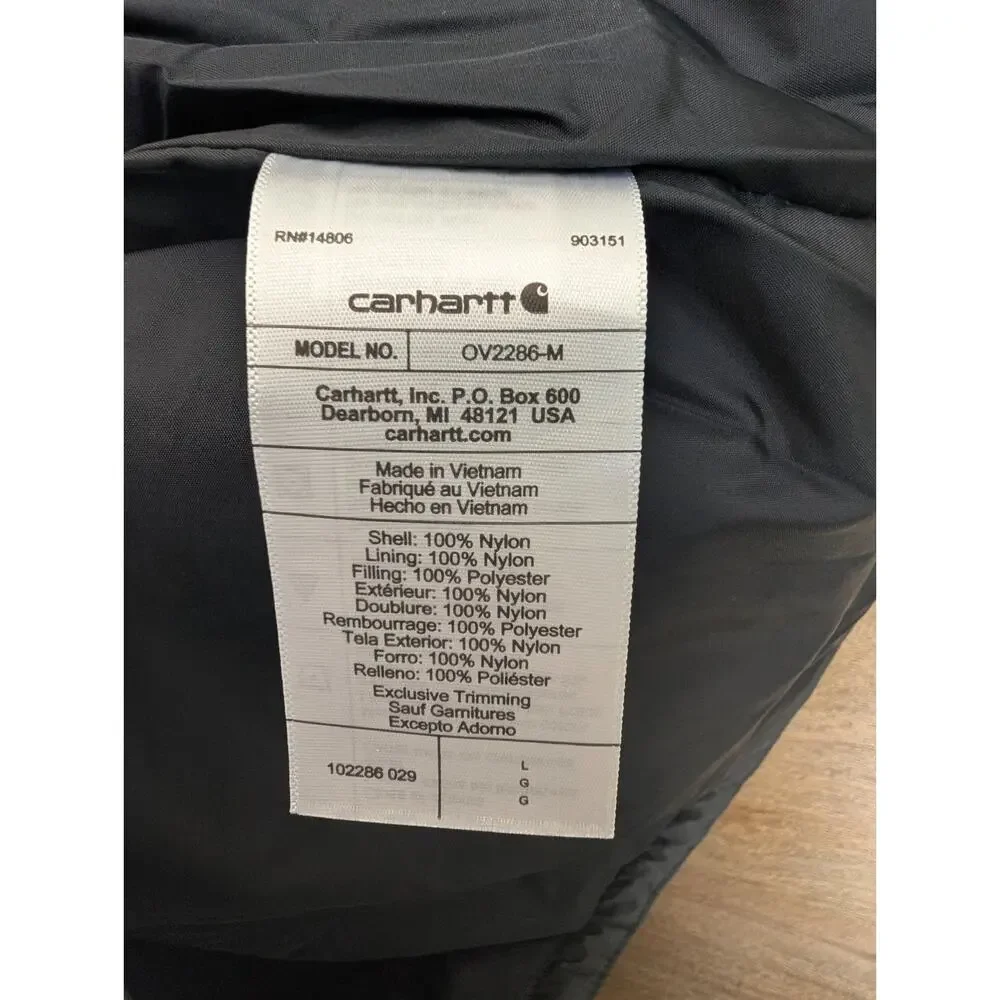 NWT Carhartt Vest Mens L Dark Gray Sleeveless Rain Defender Relaxed Fit Zip Up - Picture 4 of 6